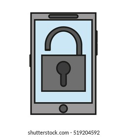 Isolated padlock inside smartphone design