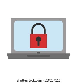 Isolated padlock and laptop design