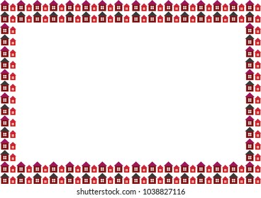 Isolated page border with a pattern of houses