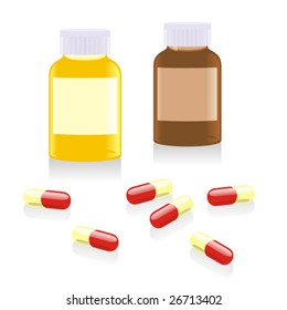 isolated painkiller pills and bottles