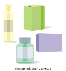 isolated painkillers bottles and boxes
