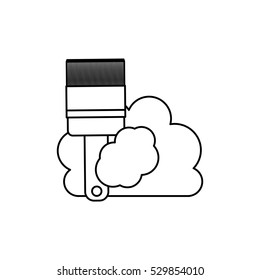 Isolated paint brush and cloud design