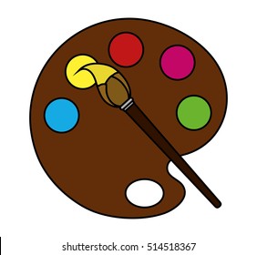 Isolated paint palette and brush design