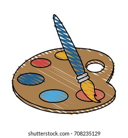 Isolated paint palette and brush design