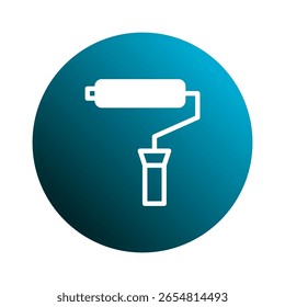 Isoliertes Farbroller-Symbol-Design auf blauem Farbverlauf-Hintergrund bietet ein klares Symbol für das Malen