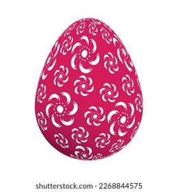 Isolated Painted Purple Easter Egg with Ornamental Floral Pattern, Template for Easter Designs on White Background - Vector Illustration