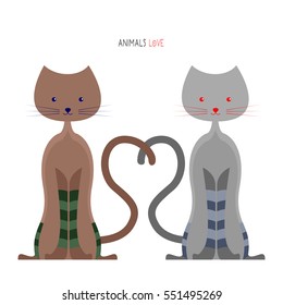 Isolated pair of abstract cats, Vector illustration