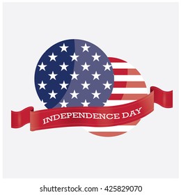 Isolated pair of banners with different textures and a ribbon with text for independence day celebrations