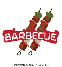 Isolated pair of barbecue meat sticks, Vector illustration
