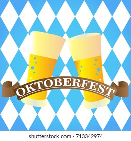 Isolated pair of beer glass, Oktoberfest vector illustration