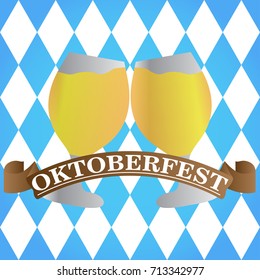 Isolated pair of beer glass, Oktoberfest vector illustration