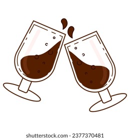 Isolated pair of beer glasses doing a toast Vector