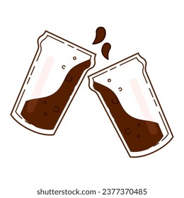 Isolated pair of beer glasses doing a toast Vector