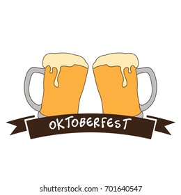 Isolated pair of beer glasses, Oktoberfest vector illustration