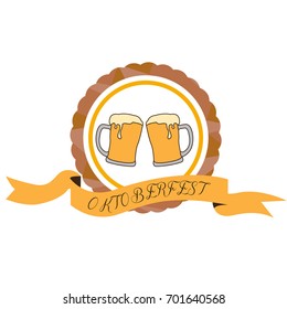 Isolated pair of beer glasses, Oktoberfest vector illustration