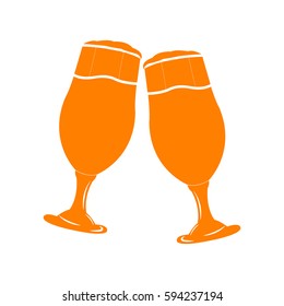 Isolated pair of beer glasses on a white background, Vector illustration