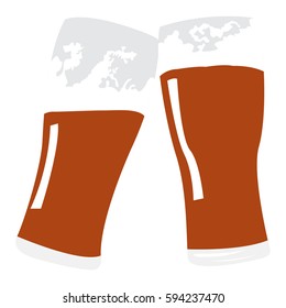 Isolated pair of beer glasses on a white background, Vector illustration