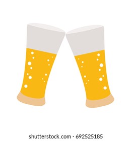 Isolated pair of beer glasses on a white background, Vector illustration