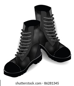 Isolated pair of boots on white background