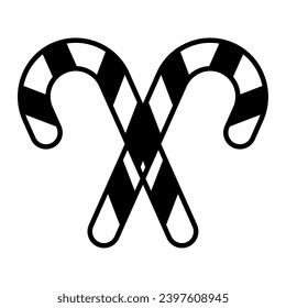 Icono de bastones de navidad aislados Icono Ilustración vectorial