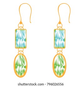 Isolated pair of earrings on a white background, vector illustrtation