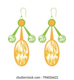 Isolated pair of earrings on a white background, vector illustrtation