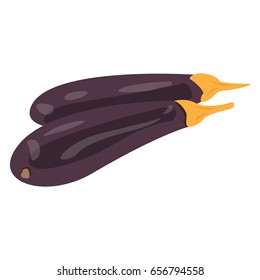 Isolated pair of eggplants on a white background, Vector illustration