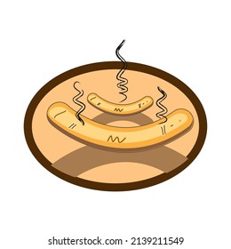 Isolated pair of german fried sausages Vector