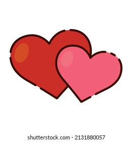 Isolated pair of hearts flat design icon Vector illustration