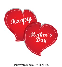 Isolated pair of hearts with text on a white background for mother's day celebrations
