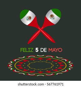 Isolated pair of maracas on a colored background, Cinco de mayo vector illustration