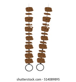 Isolated pair of meat sticks, Fast food vector illustration
