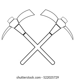 Isolated pair of pickaxes icon on a white background, Vector illustration