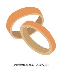 Isolated pair of rings on a white background, Vector illustration