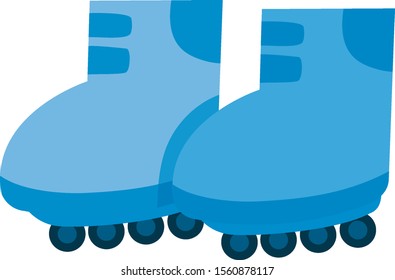 Isolated pair of rollerskates in blue color illustration