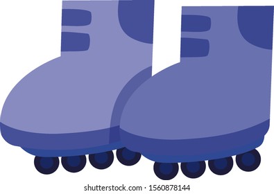 Isolated pair of rollerskates in blue color illustration