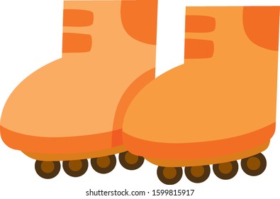 Isolated pair of rollerskates in orange color illustration