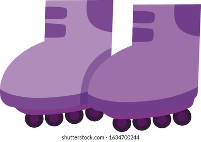 Isolated pair of rollerskates in purple color illustration
