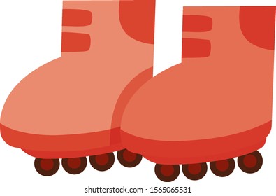Isolated pair of rollerskates in red color illustration