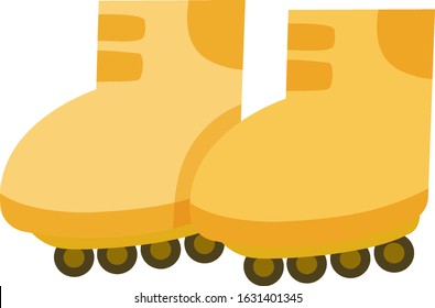 Isolated pair of rollerskates in yellow color illustration