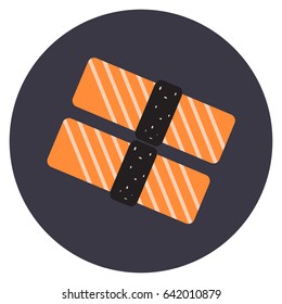 Isolated pair of shrimps on a colored button, Vector illustration