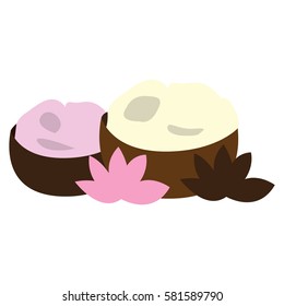 Isolated pair of stones and a pair of lotus, Vector illustration