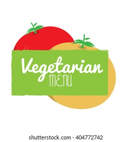 Isolated pair of tomatoes on a white background with text