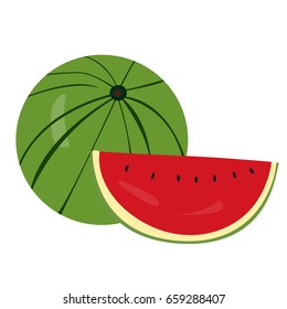 Isolated pair of watermelons on a white background, Vector illustration