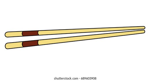Isolated pair of wooden chopsticks, Vector illustration