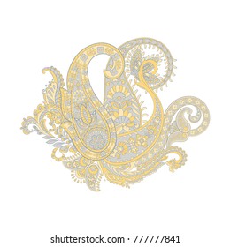 isolated paisley ornament. damask vector