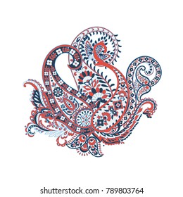 isolated paisley ornament. damask vector