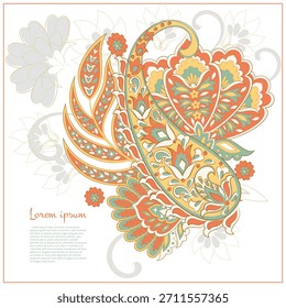 Padrão de Paisley isolado no estilo indiano batik. Ilustração de vetor floral
