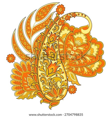 Isolated Paisley pattern in indian batik style. Floral vector illustration