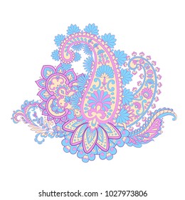 Isolated Paisley pattern in indian style. Floral vector illustration